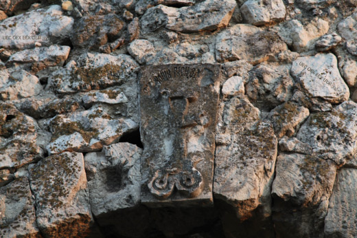 old Church key stone unclear rubble